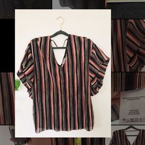 Groovy Polyester Striped Top Anthropologie